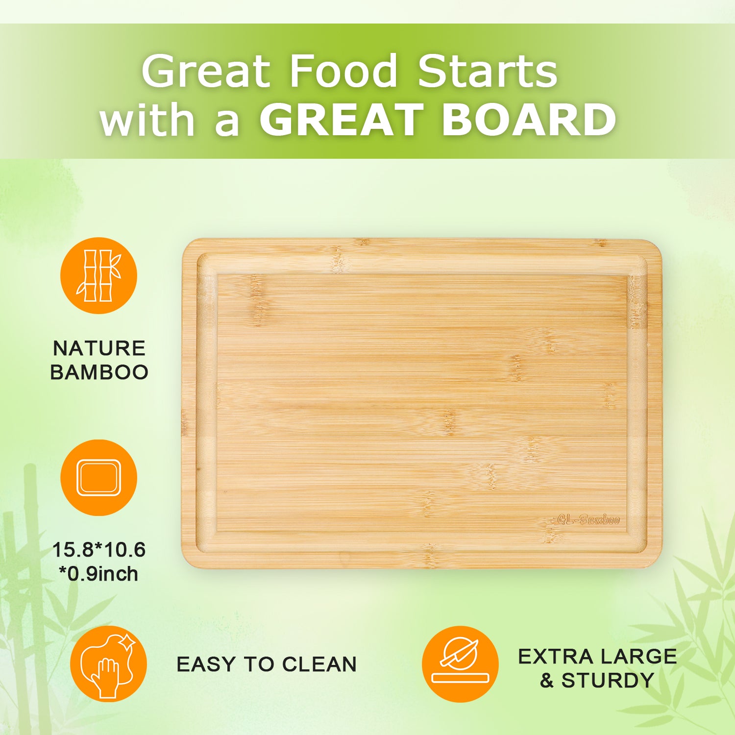 Extra Large Cutting Board, 17" Bamboo Cutting Boards for Kitchen with Juice Groove and Handles Kitchen Chopping Board for Meat Cheese board Heavy Duty Serving Tray, XL
